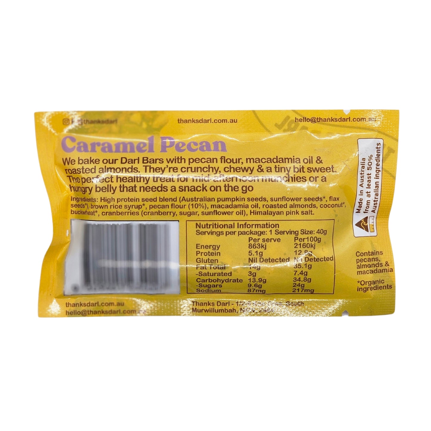 Caramel pecan nut bar, handcrafted, organic ingredients, gluten-free