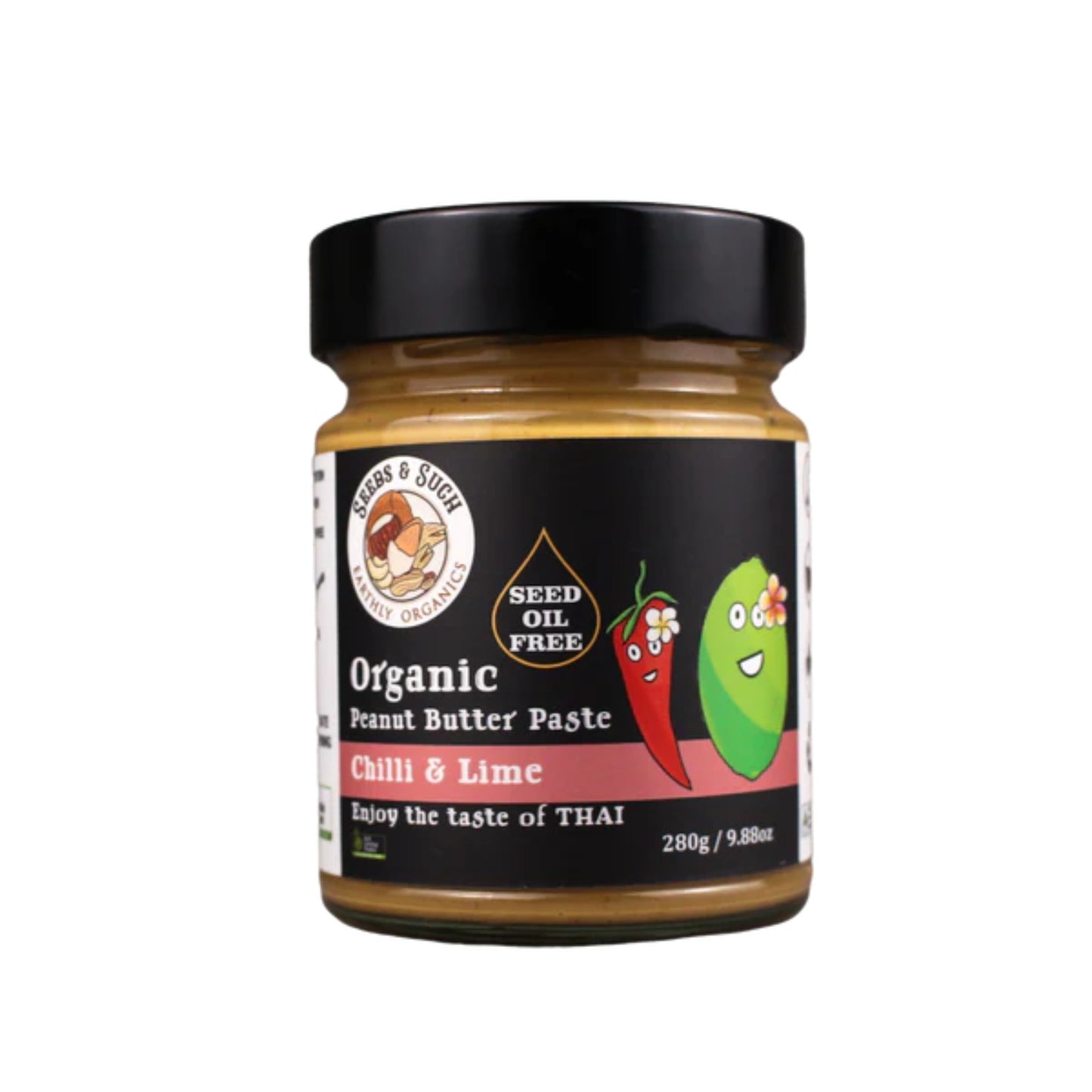 Organic chilli and lime peanut butter paste, Thai-inspired, no seed oils.
