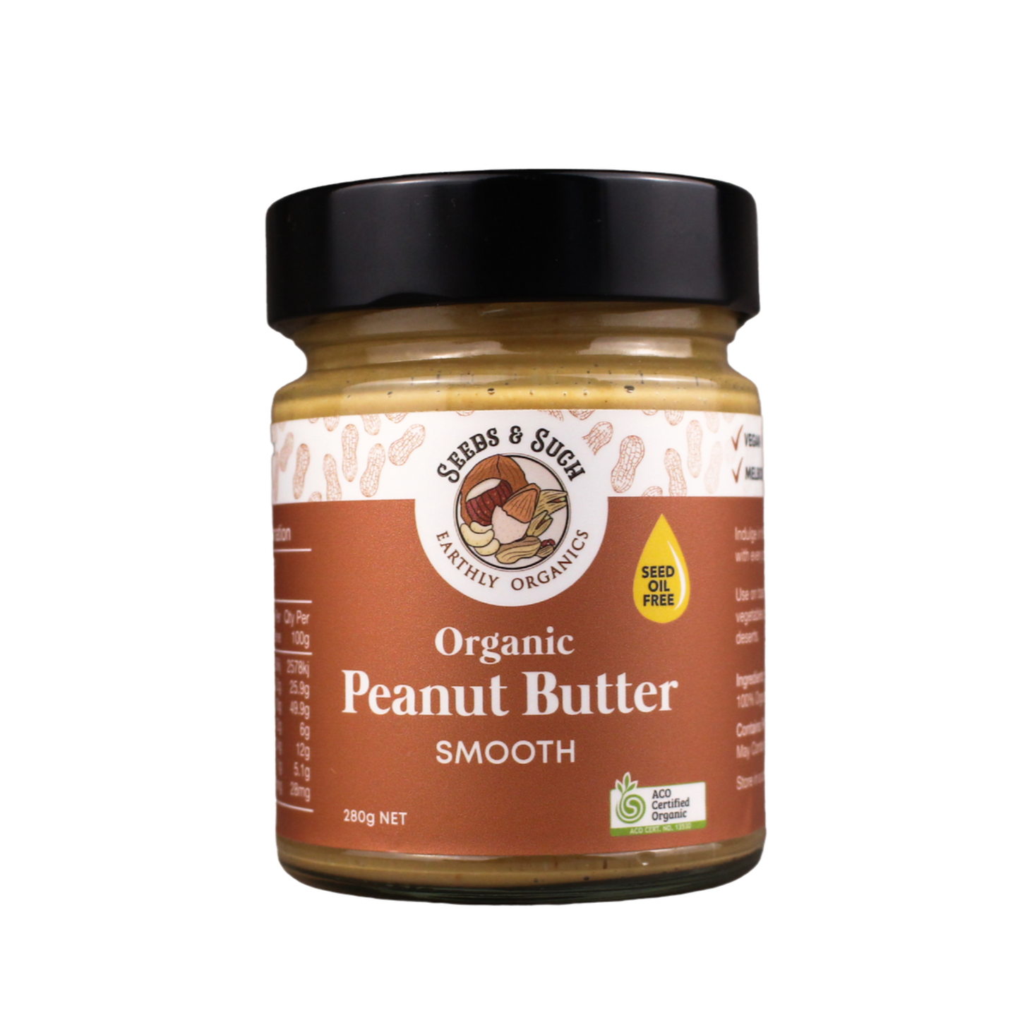 Certified organic peanut butter, smooth & creamy, made in Melbourne.