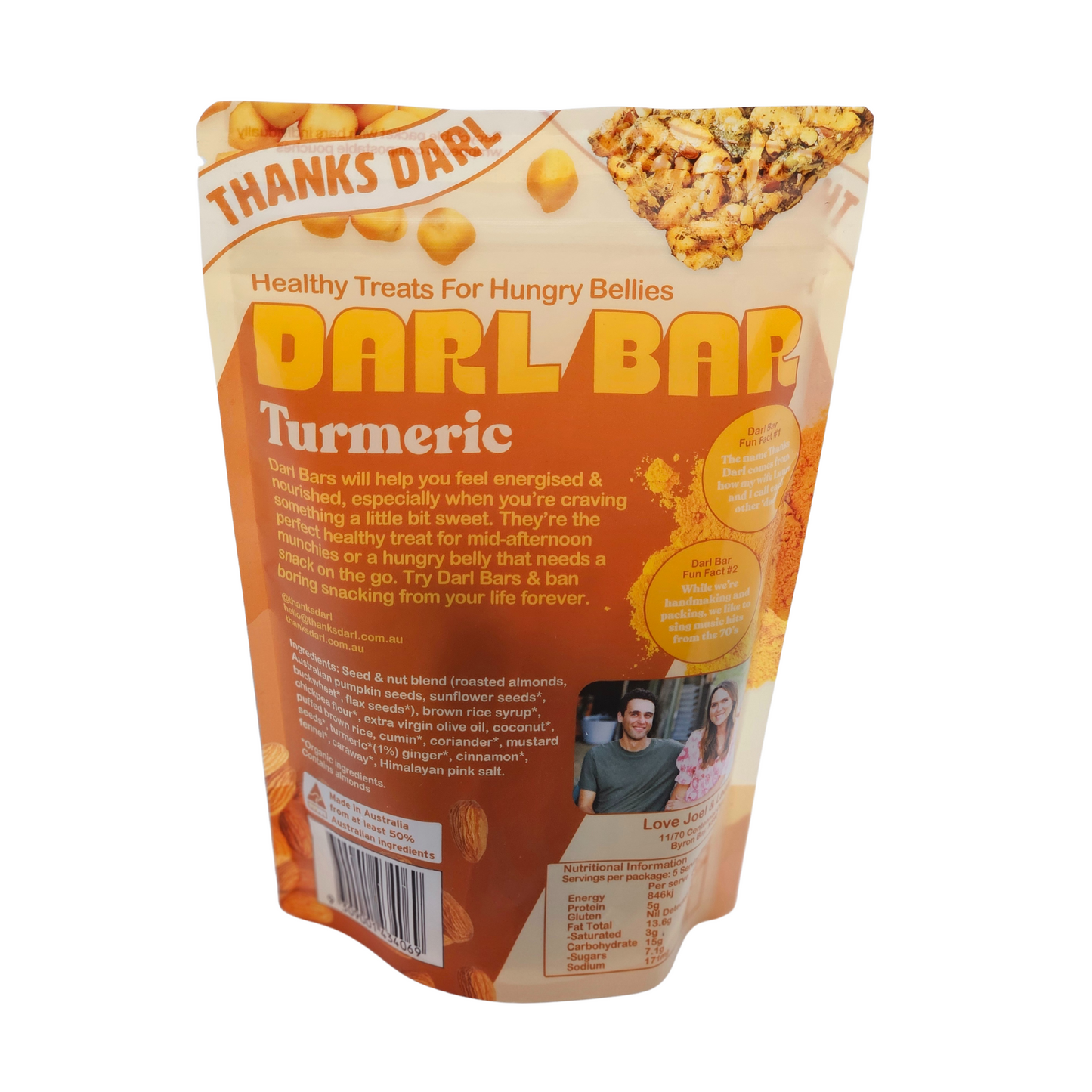 Turmeric Darl Bars, 5-pack, savoury muesli bars with organic spices