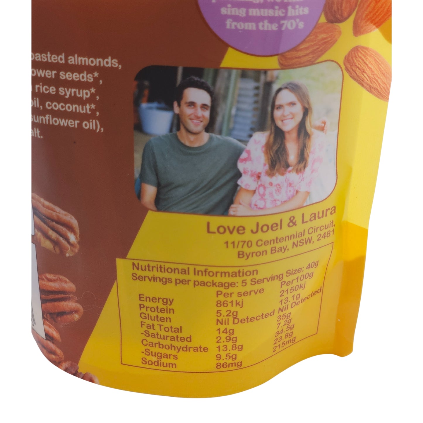 Caramel pecan Darl Bars, 5-pack, organic ingredients, Byron Bay made