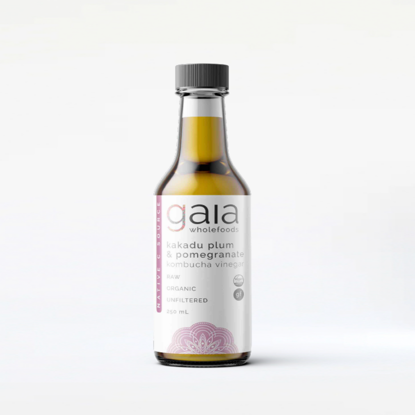 Raw organic kombucha vinegar with Kakadu plum & pomegranate, probiotic-rich