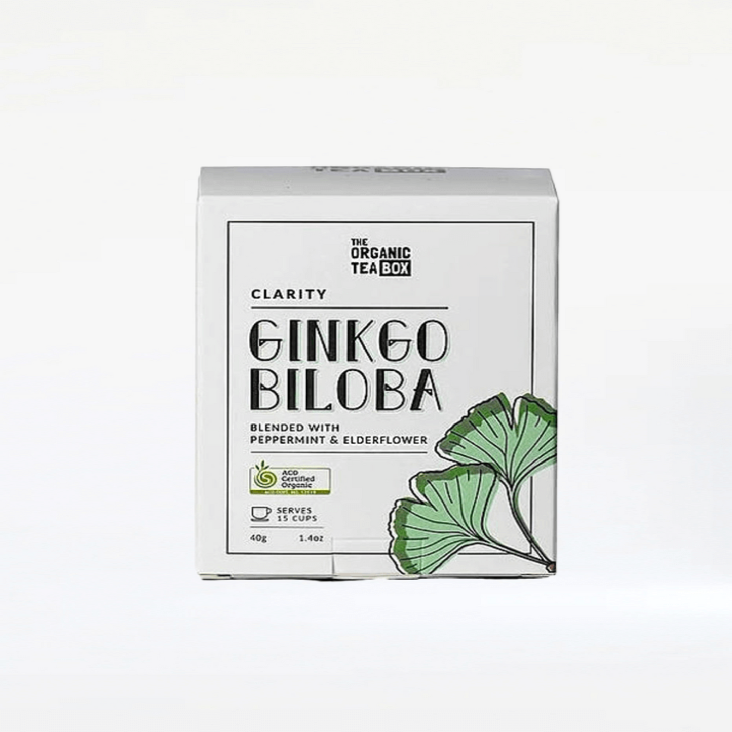 Organic ginkgo biloba and peppermint tea, 15 cups, for clarity & focus