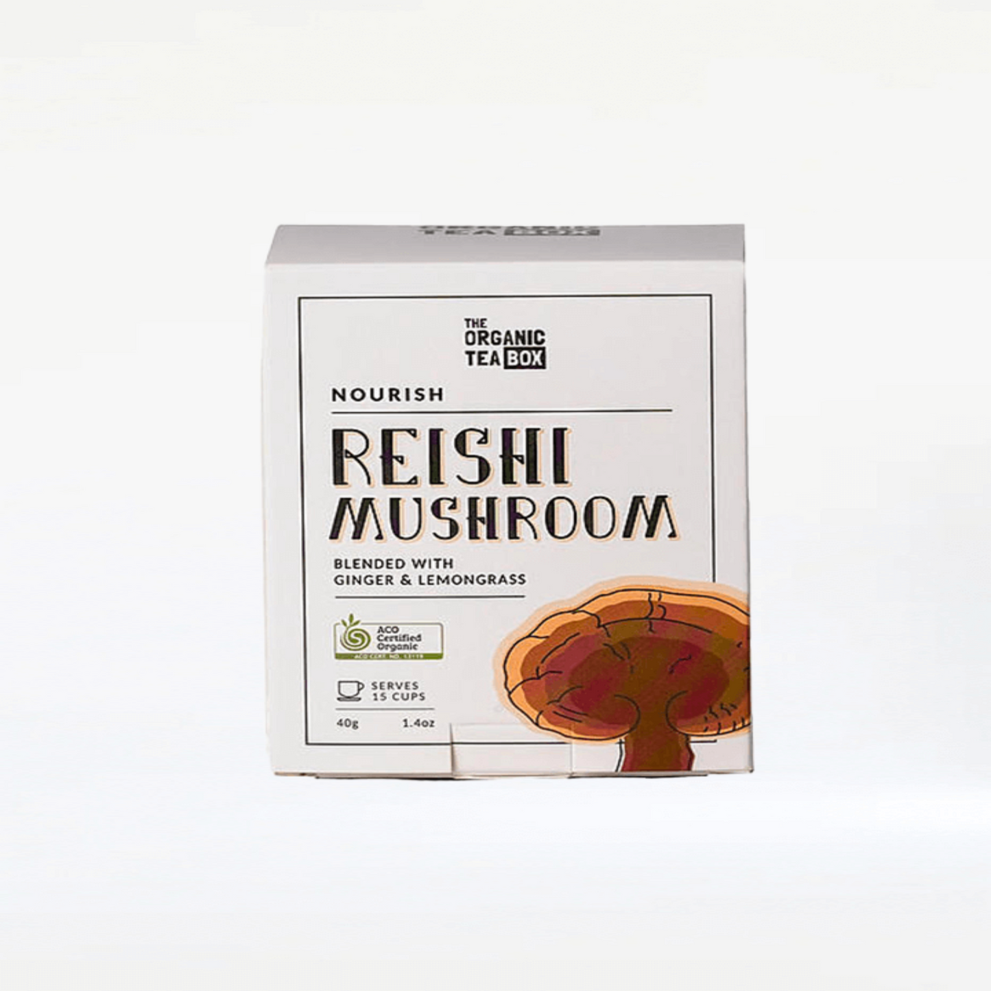 Organic Reishi and lemongrass tea, herbal blend for wellness, 15 cups