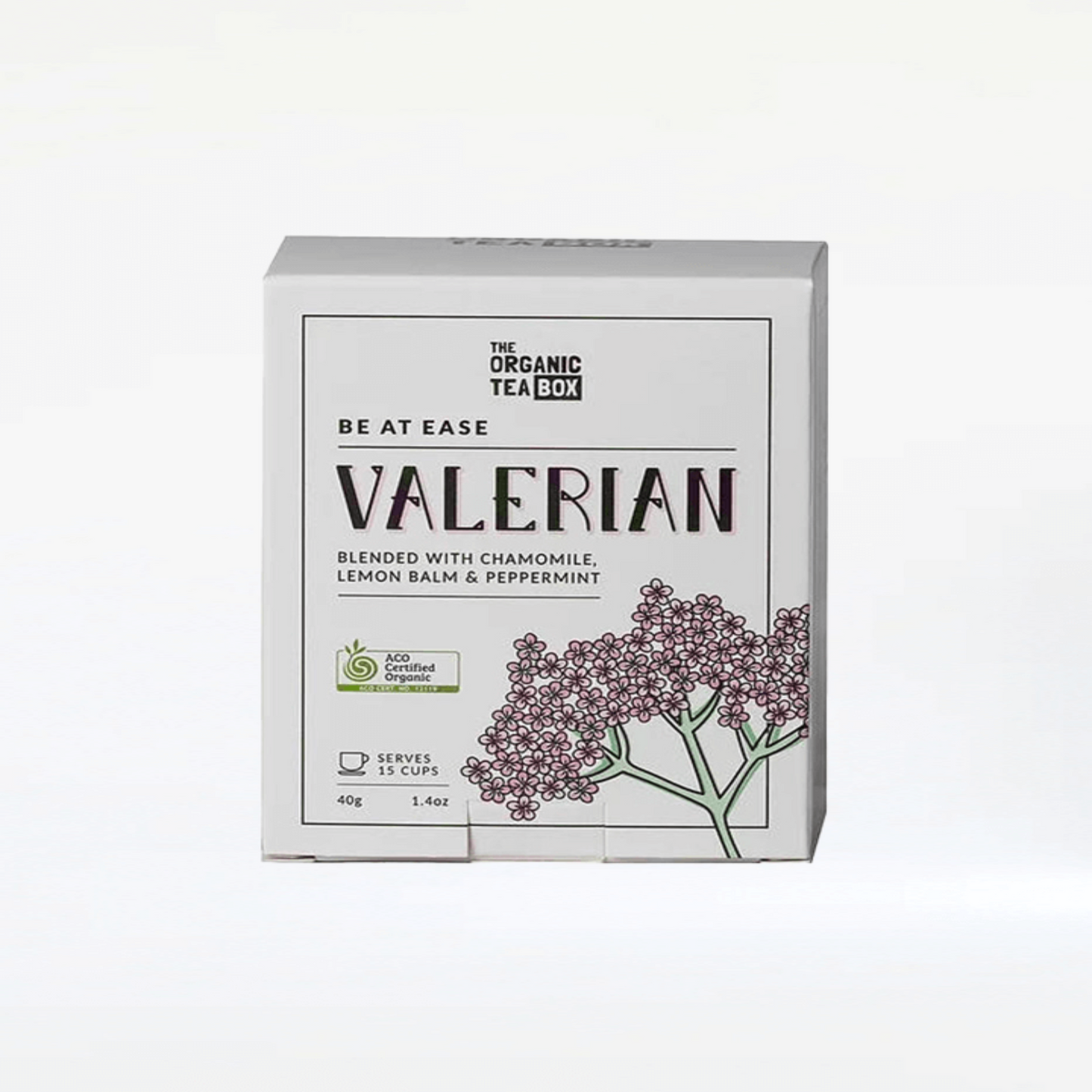 Calming valerian and lemon balm tea blend, perfect for relaxation & sleep