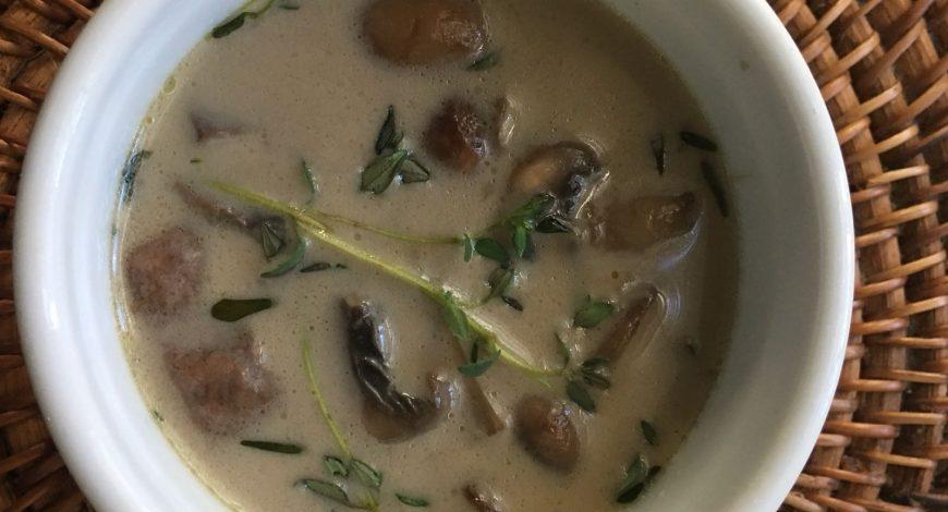 Immune boosting Creamy Mushroom and Thyme Cup of Soup