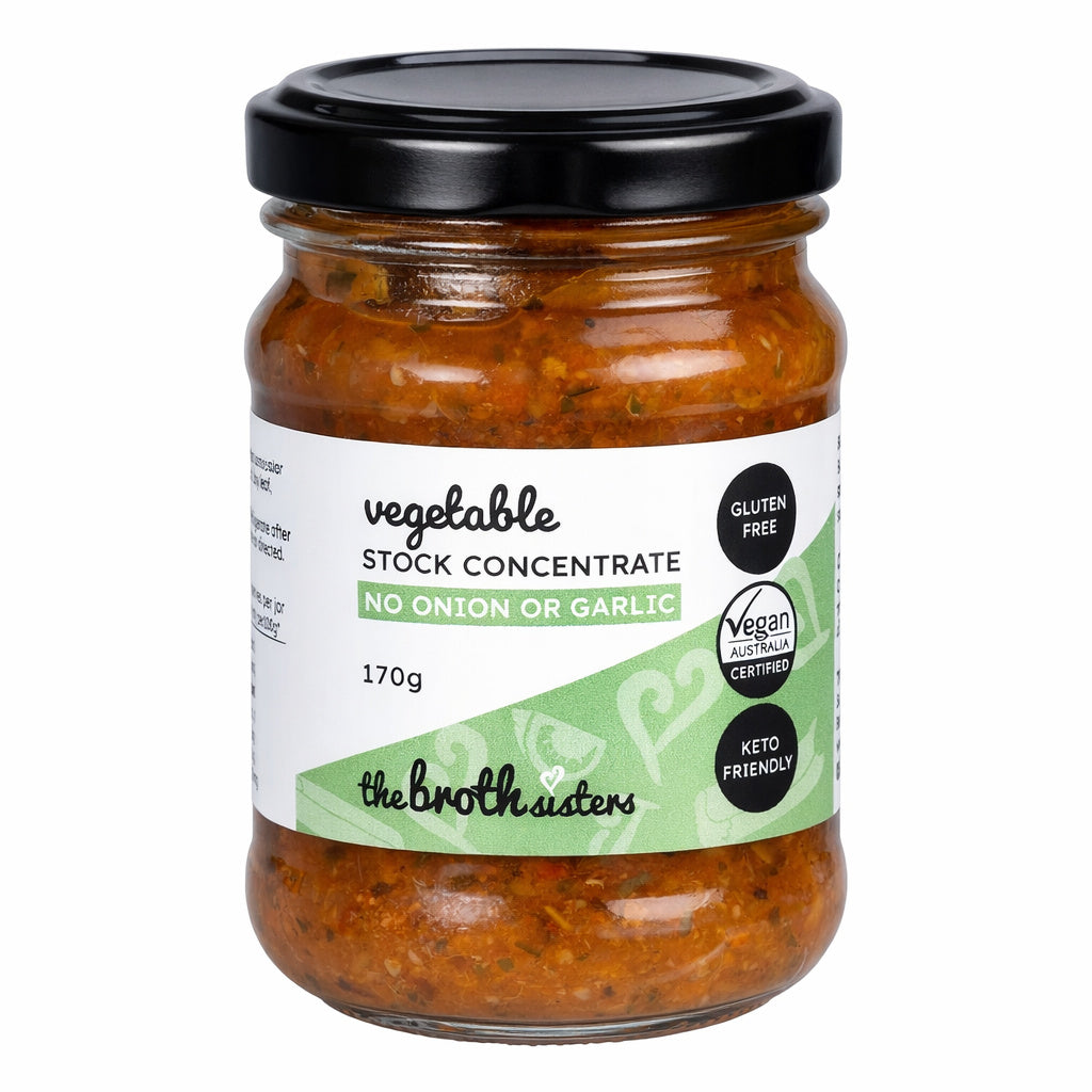 Jar of FODMAP-friendly vegetable stock concentrate, 170 grams