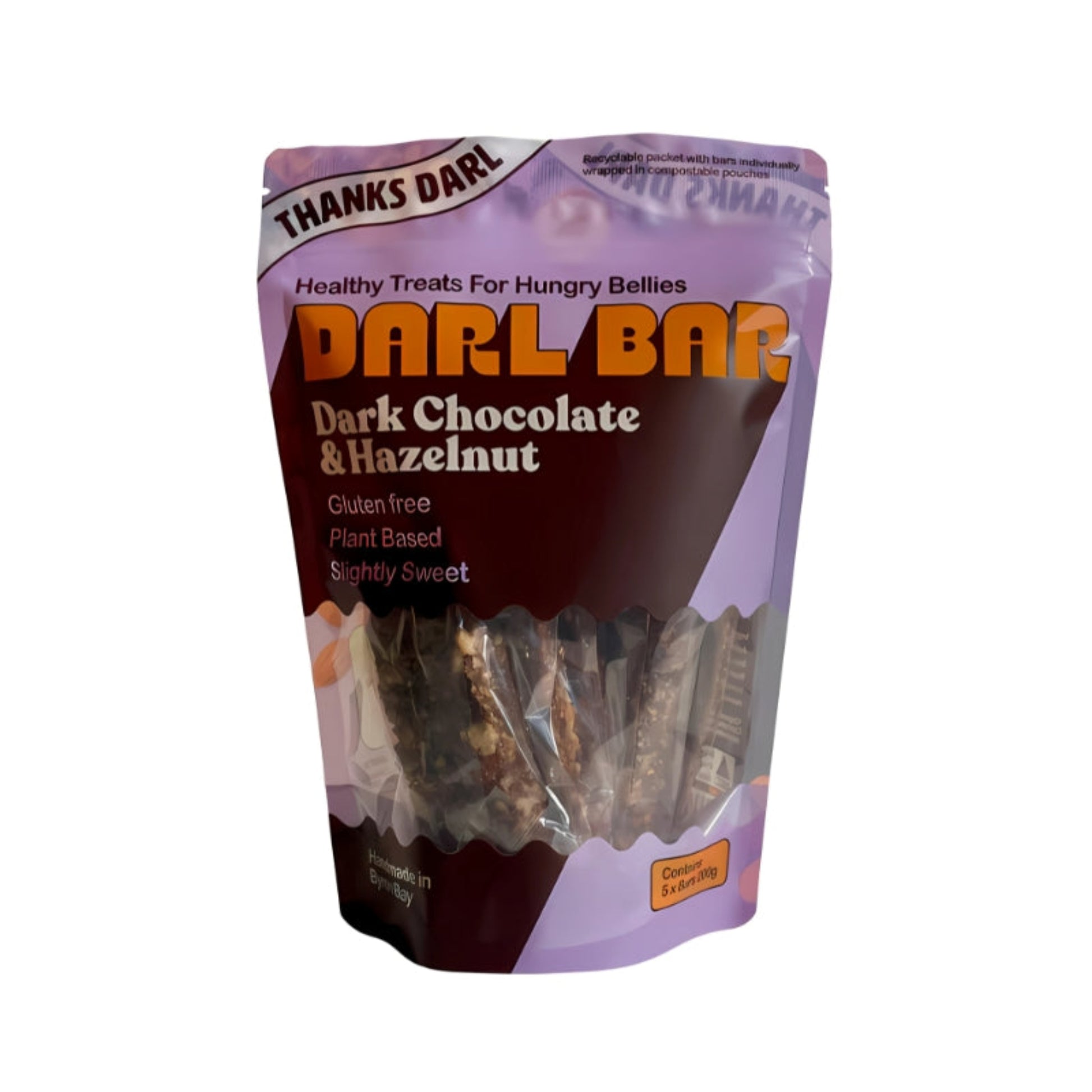 Hazelnut & dark chocolate nut bars, 5-pack, protein-rich healthy snack