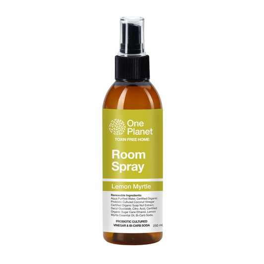 One Planet Lemon Myrtle Natural Room Spray 250ml bottle on white background