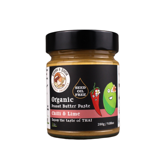 Organic chilli and lime peanut butter paste, Thai-inspired, no seed oils.
