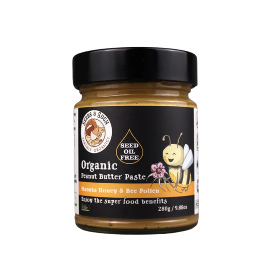 Organic peanut butter paste with manuka honee & bee pollen with super food benefits