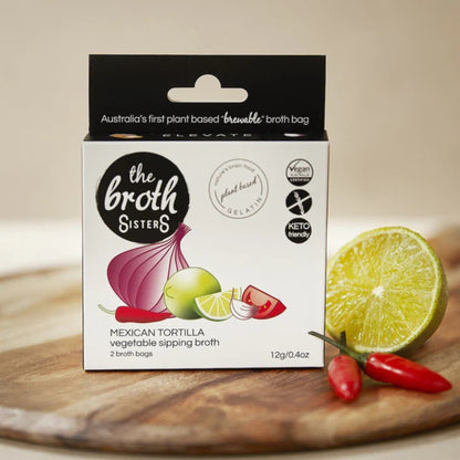 Instant Mexican tortilla broth with turmeric, rich and plant-based