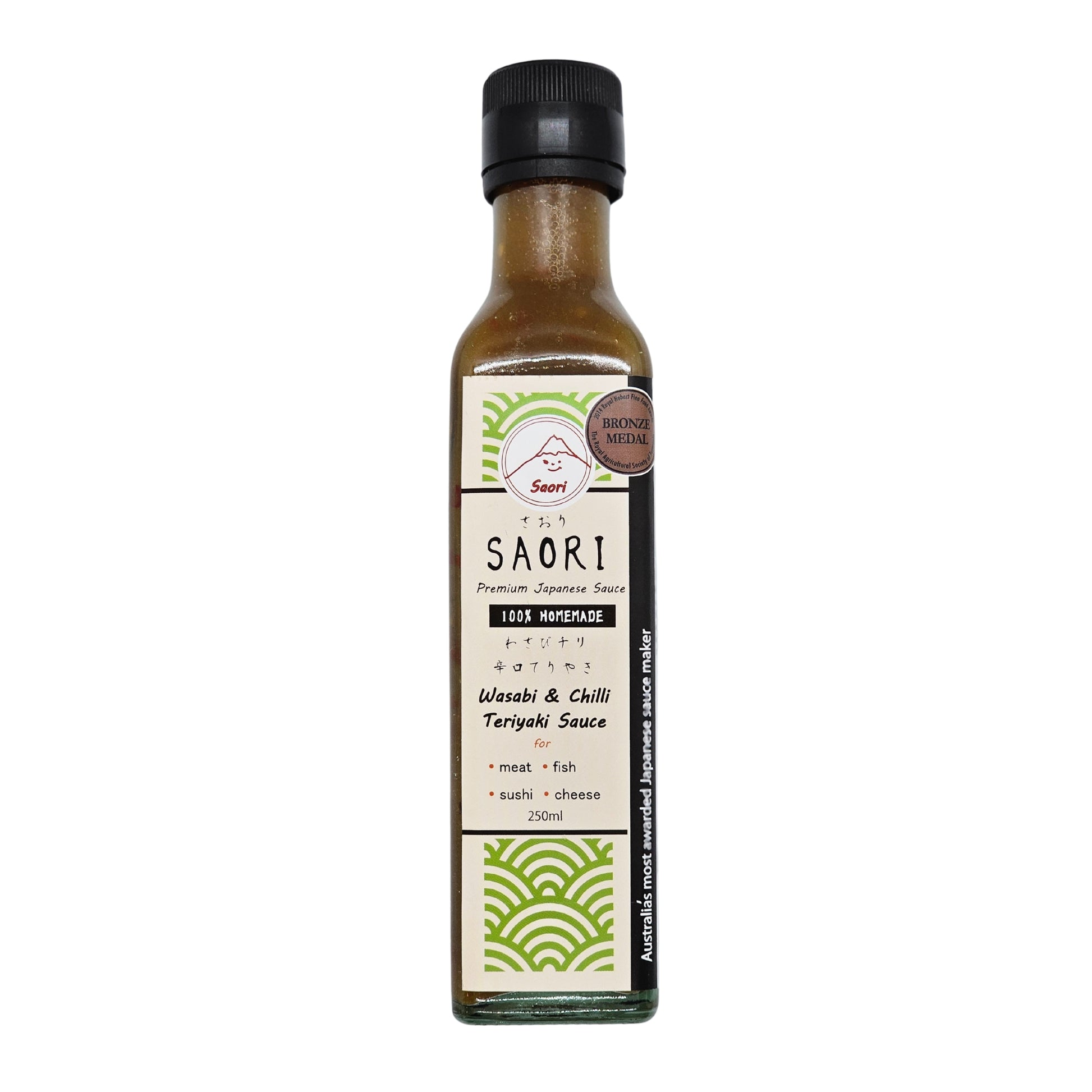 SAORI Wasabi & Chilli Teriyaki Sauce, premium Japanese sauce handmade in Melbourne, perfect for salmon, meat, and sushi