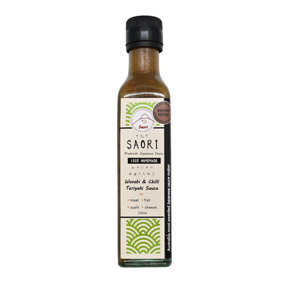SAORI Wasabi & Chilli Teriyaki Sauce, premium Japanese sauce handmade in Melbourne, perfect for salmon, meat, and sushi