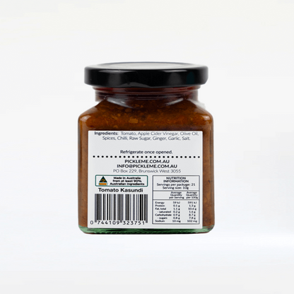 Tomato-based chilli pickle with ginger and spices, perfect for any dish.