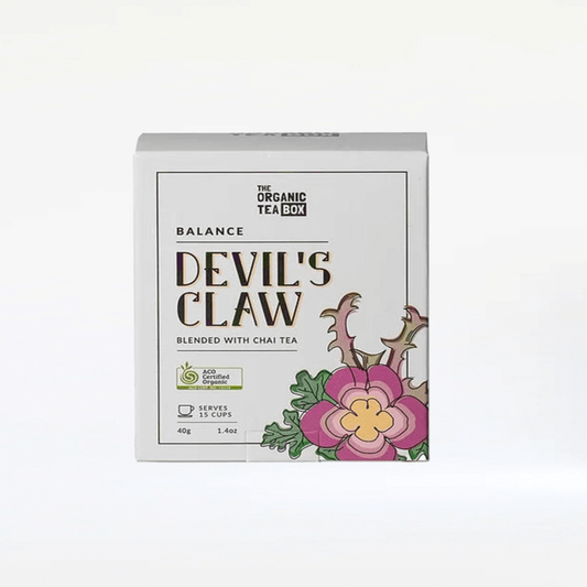 Organic Devil’s Claw and chai tea blend, aromatic and soothing herbal tea