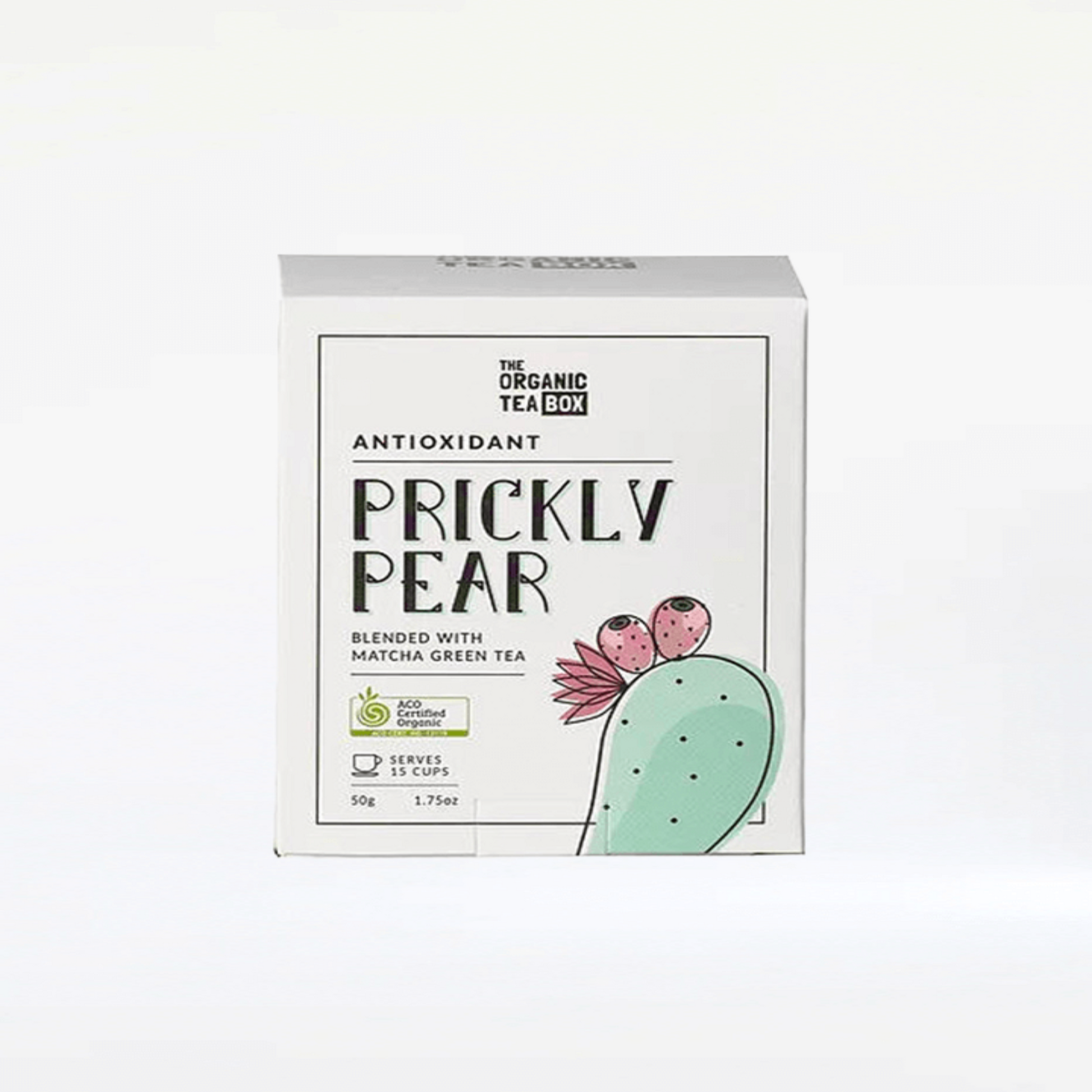Organic prickly pear and matcha green tea blend, antioxidant-rich powder